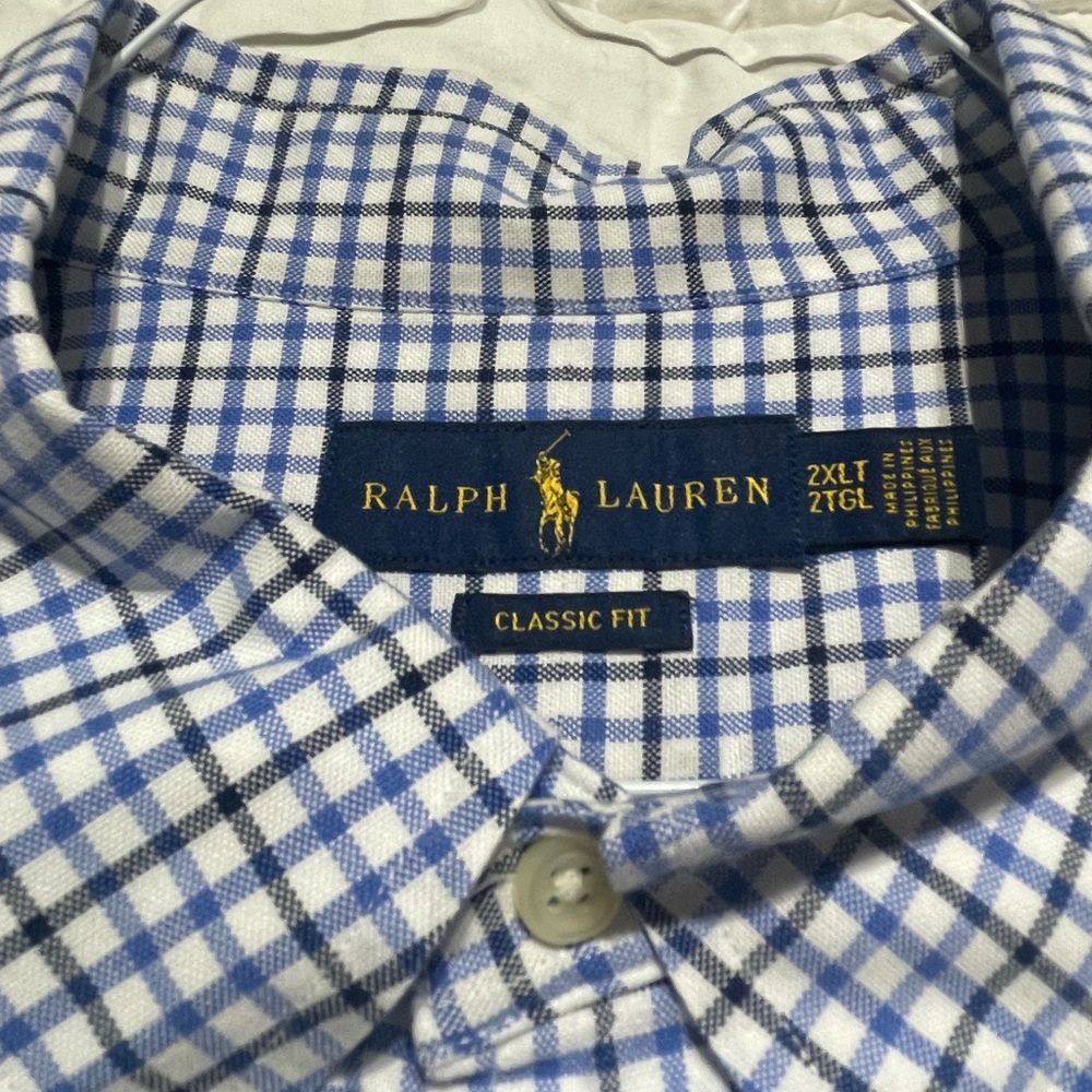Ralph Lauren Blue Label Blue Checkered Men's Shirt Size 2XLT - Picture 2 of 6